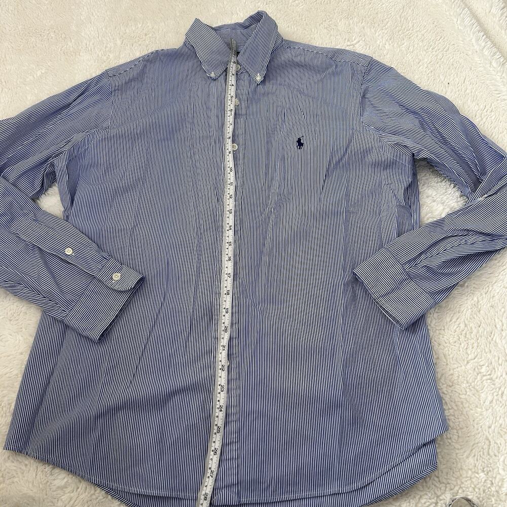 Ralph Lauren Blue L Button-Up Long Sleeve Mens Cotton Preppy Casual Country Club - Picture 5 of 7